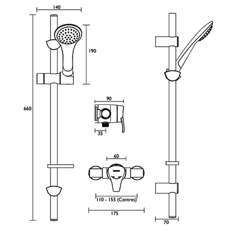 Bristan Capri2 Exposed Shower CAP2 SHXAR C 1 Outlet Chrome