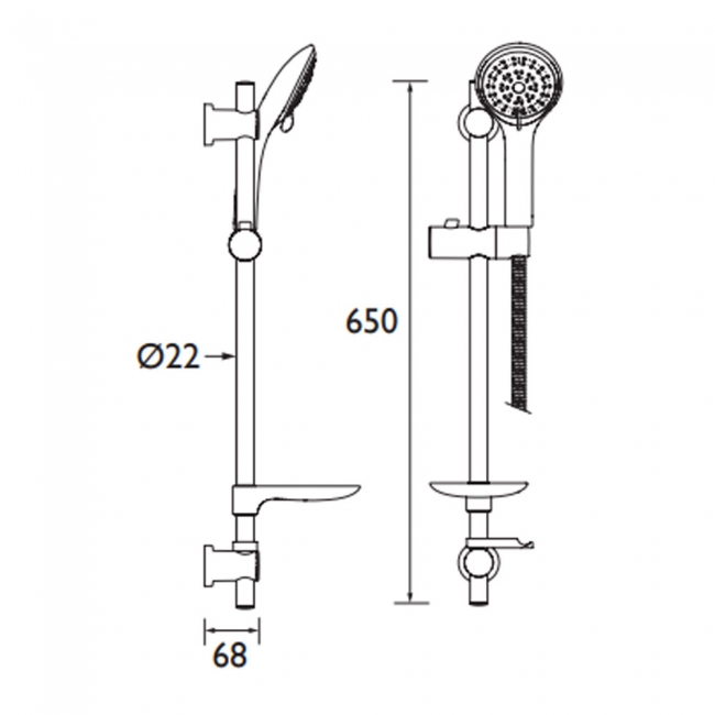 Bristan Casino Shower Kit with 3 Function Large Handset - Chrome