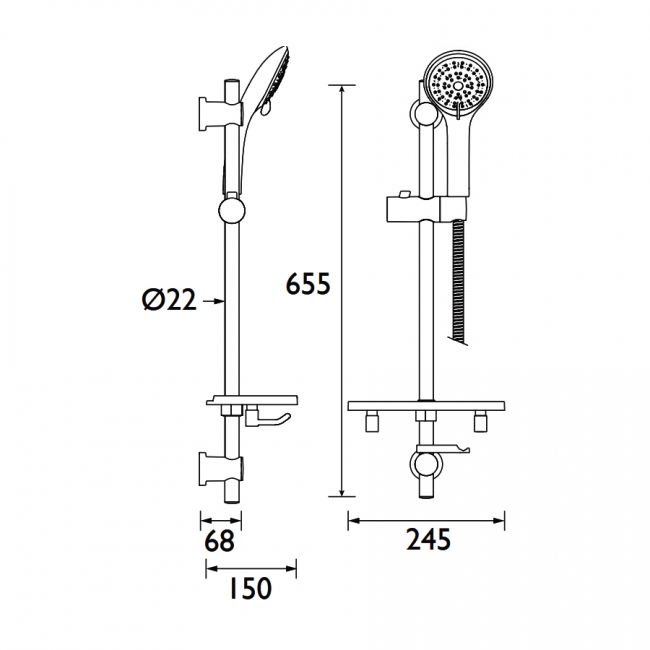 Bristan Casino Shower Kit with 5 Function Large Handset - Chrome