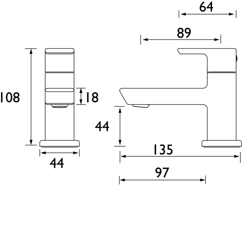 Bristan Cobalt Basin Taps (Pair) COB 1/2 BLK Pillar Mounted Black