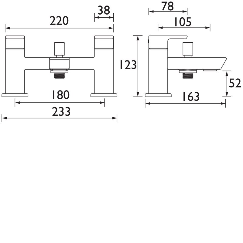 Bristan Cobalt Bath Shower Mixer Tap COB BSM BLK Pillar Mounted Black