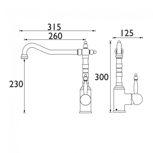 Bristan Colonial Sink Mixer K SNKSL EF C Deck Mounted Chrome