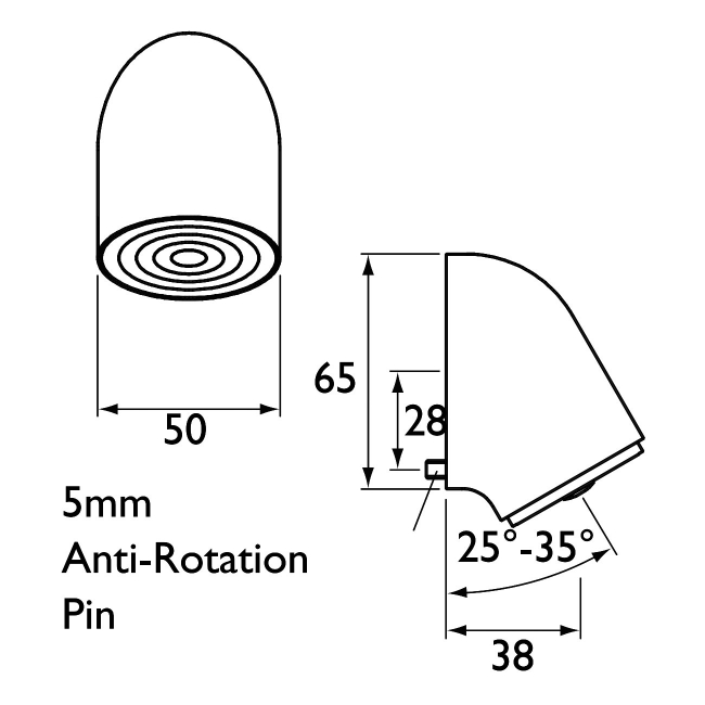 Bristan Commercial Vandal Resistant Fast Fit Fixed Shower Head - Chrome