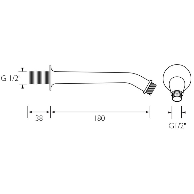 Bristan Shower Arm Wall Mounted 180mm SA180CP