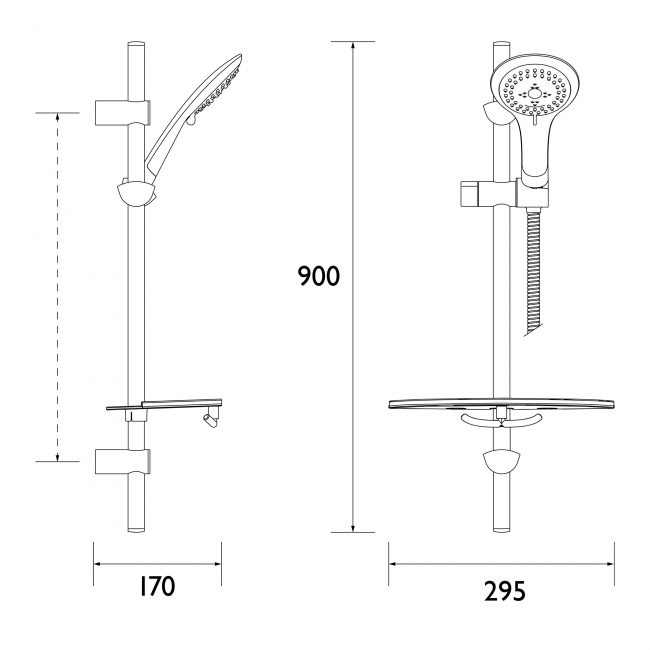 Bristan Commercial Multi-Function Extended Slide Bar Shower Kit