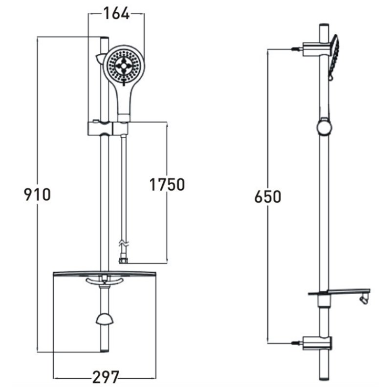 Bristan Commercial Multi-Function Extended Slide Bar Shower Kit