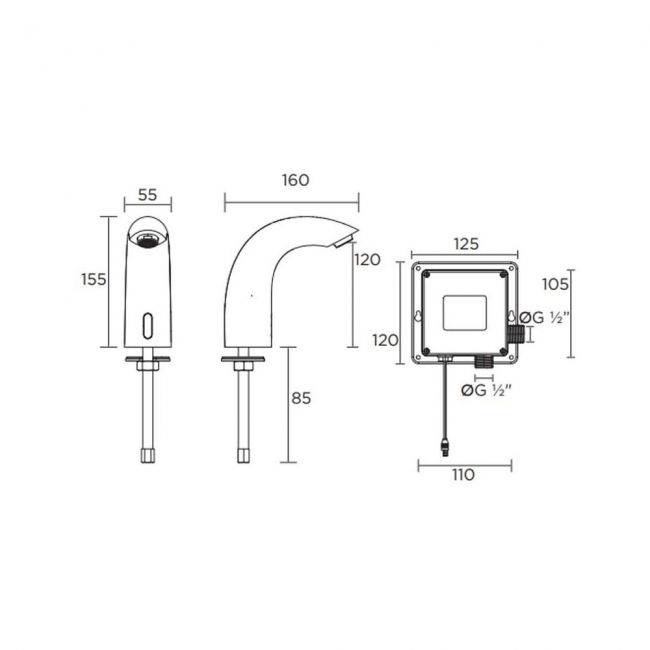 Bristan Automatic Infra-Red Swan Basin Tap Deck Mounted - Chrome