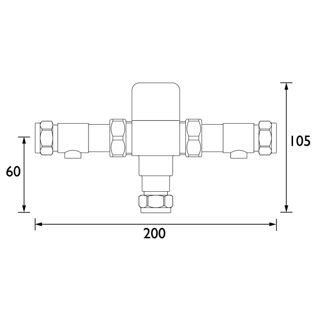 Bristan Commercial MT503 Thermostatic Mixing Valve with Isolation 15mm - Chrome