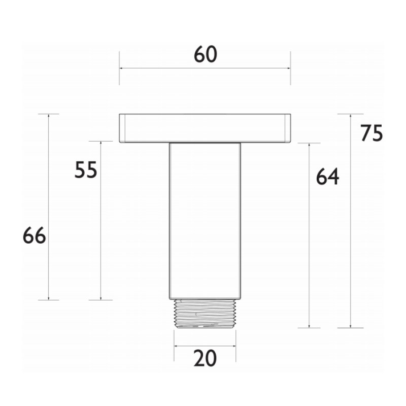Bristan Square Ceiling Mounted Shower Arm 75mm Length - Chrome