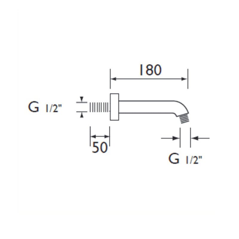 Bristan Modern Wall Mounted Shower Arm 180mm Length - Chrome