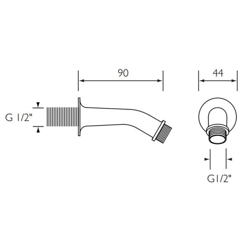 Bristan Shower Arm Wall Mounted 90mm SA90CP