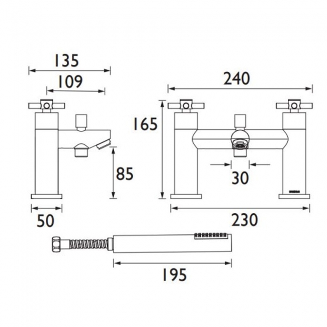 Bristan Decade Bath Shower Mixer DX BSM C Pillar Mounted Chrome