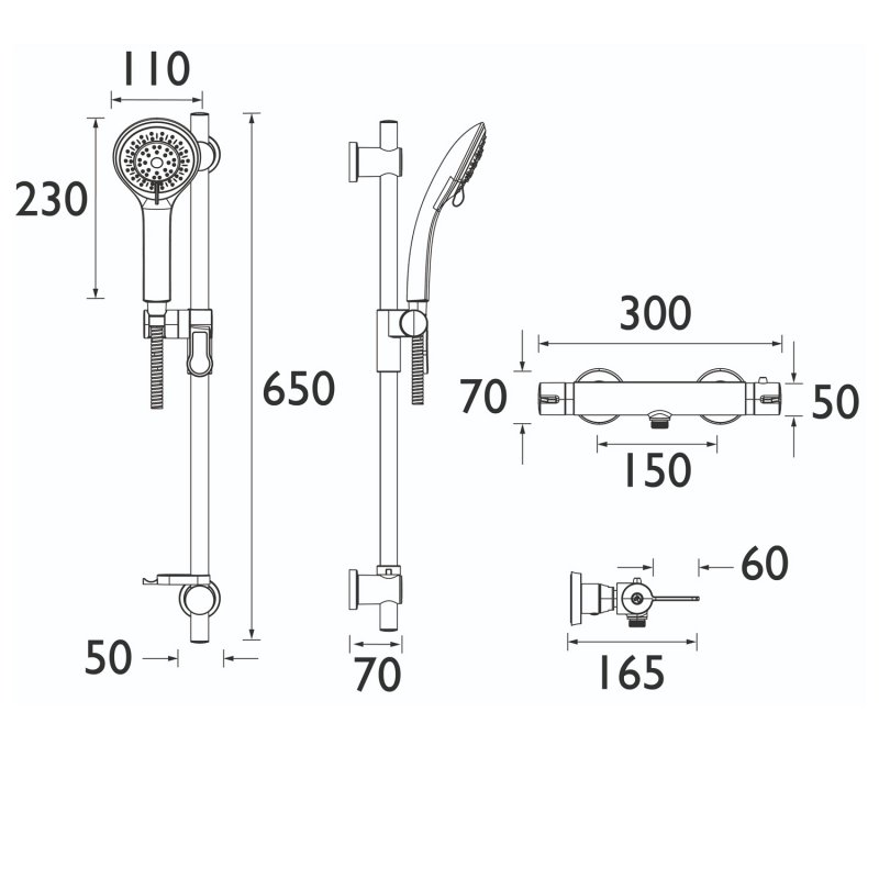 Bristan Design Utility Lever FastFit Bar Mixer Shower with Shower Kit