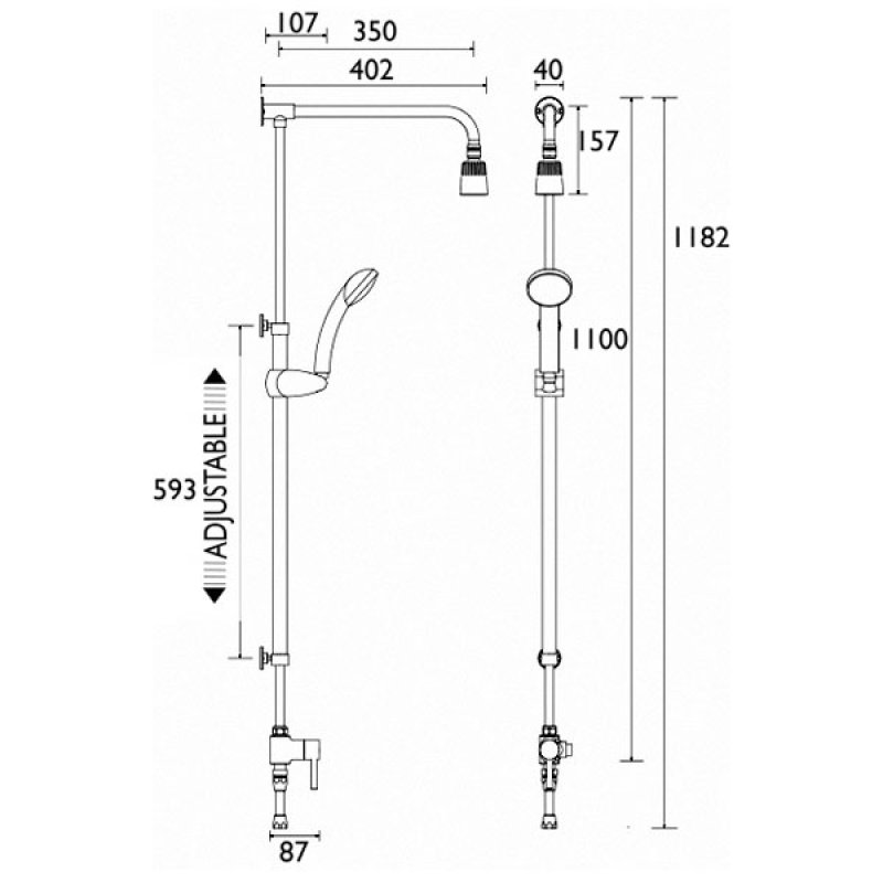 Bristan Rigid Riser Shower Kit DOCMKIT Modern Chrome