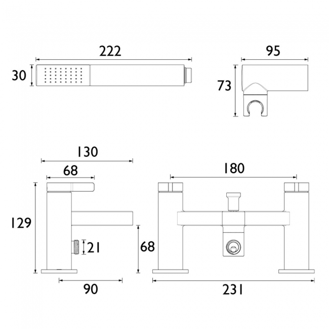 Bristan Elevar Bath Shower Mixer Tap - Black