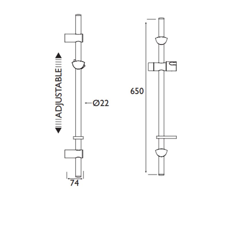 Bristan Evo Riser Rail Kit EVC ADR01 C Chrome