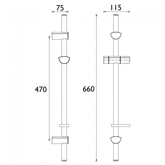 Bristan Evo Adjustable Shower Riser Rail 660mm High - Chrome