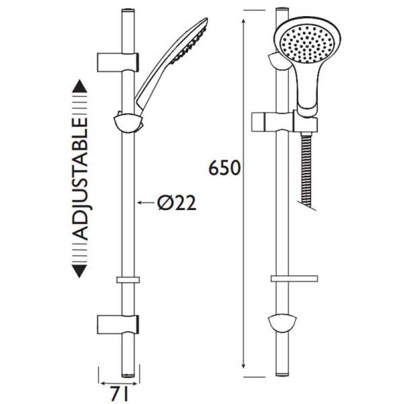 Bristan Slider Rail Shower Kit EVC KIT01 C Modern Chrome