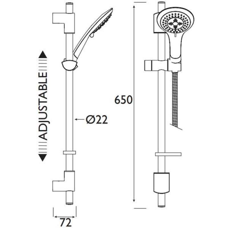 Bristan Slider Rail Shower Kit EVC KIT02 C Modern Chrome