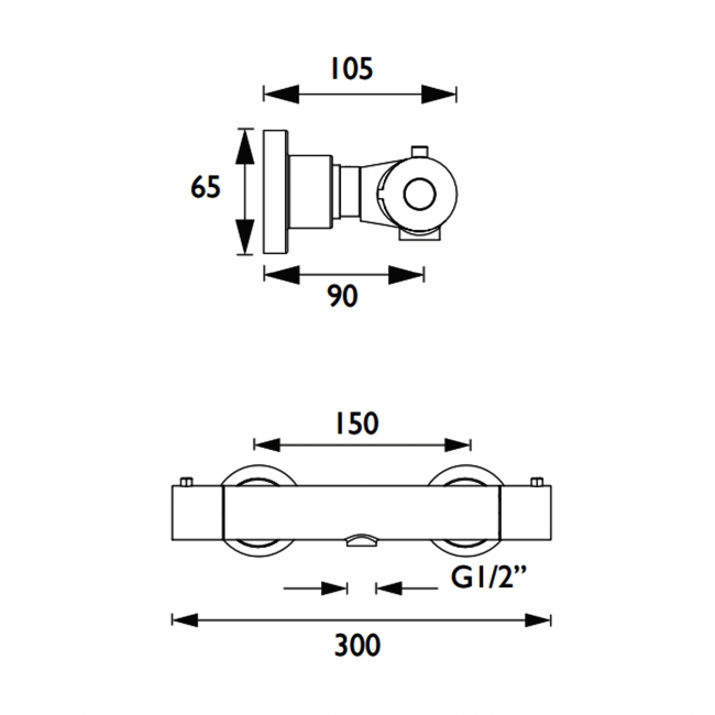 Bristan Frenzy Cool Touch Bar Shower Valve Only - Chrome
