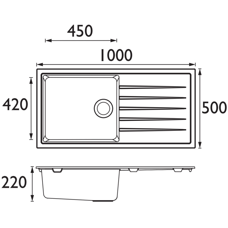 Bristan Gallery Kitchen Sink GLL SKQUA1 BR 1 Bowl Black