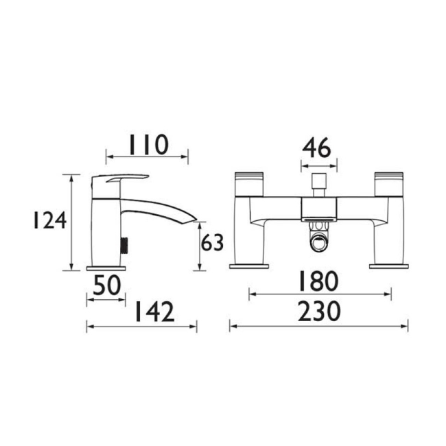 Bristan Glide Bath Shower Mixer GLD BSM C Pillar Mounted Chrome
