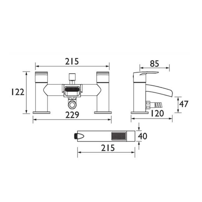 Bristan Glide Bath Shower Mixer GWF BSM C Pillar Mounted Chrome
