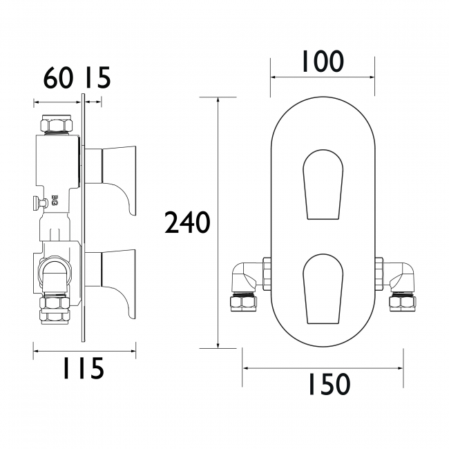 Bristan Hourglass Thermostatic Recessed Dual Control Shower Valve - Chrome