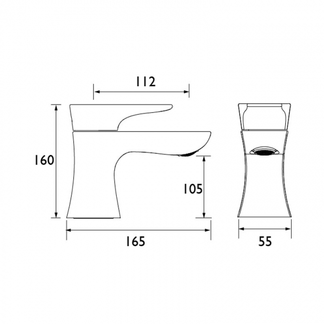 Bristan Hourglass Mono Bath Filler Tap Pillar Mounted - Chrome  | Dimension Image