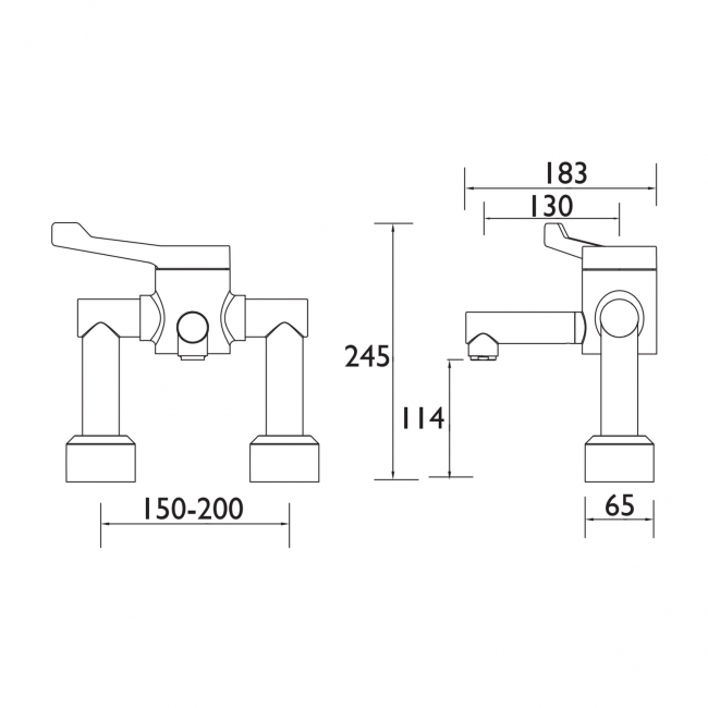Bristan Thermostatic Pillar Mounted TMV3 HTM64 Mixer Tap - Chrome