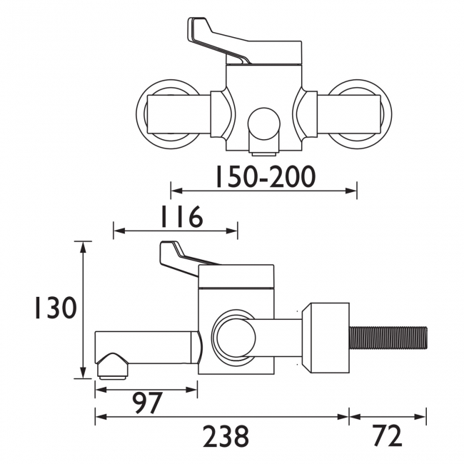 Bristan Thermostatic Wall Mounted TMV3 HTM64 Basin Mixer Tap - Chrome