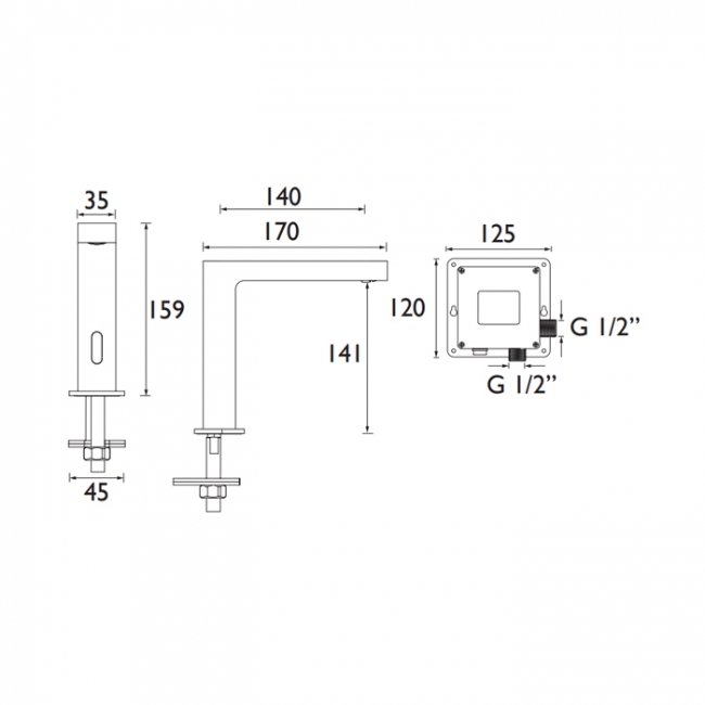 Bristan Commercial Infrared Square Automatic Basin Spout- Chrome