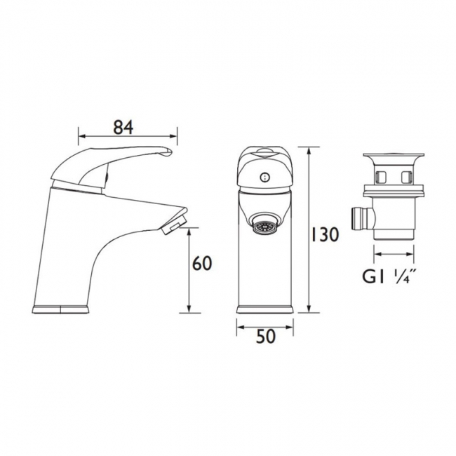 Bristan Java Small Mono Basin Mixer Tap with Clicker Waste - Chrome Plated