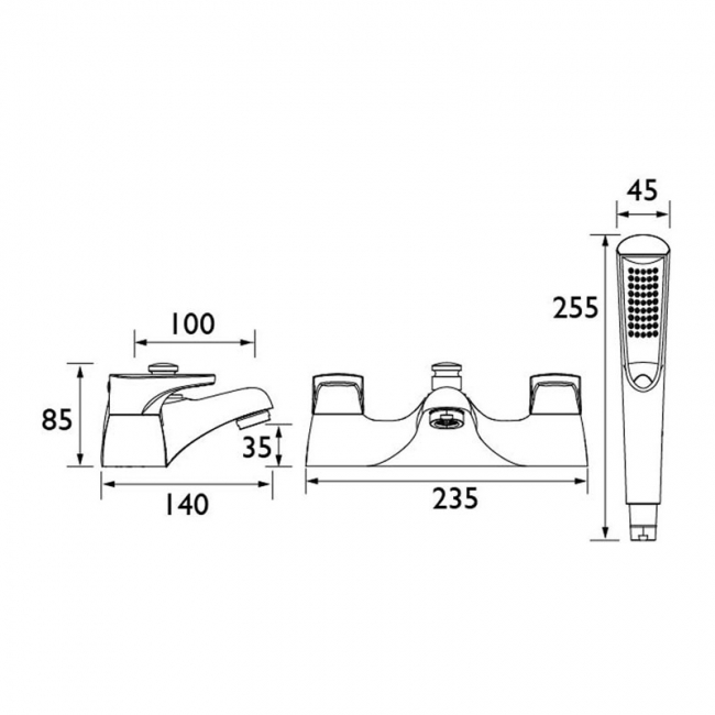Bristan Jute Bath Shower Mixer JU BSM C Deck Mounted Chrome