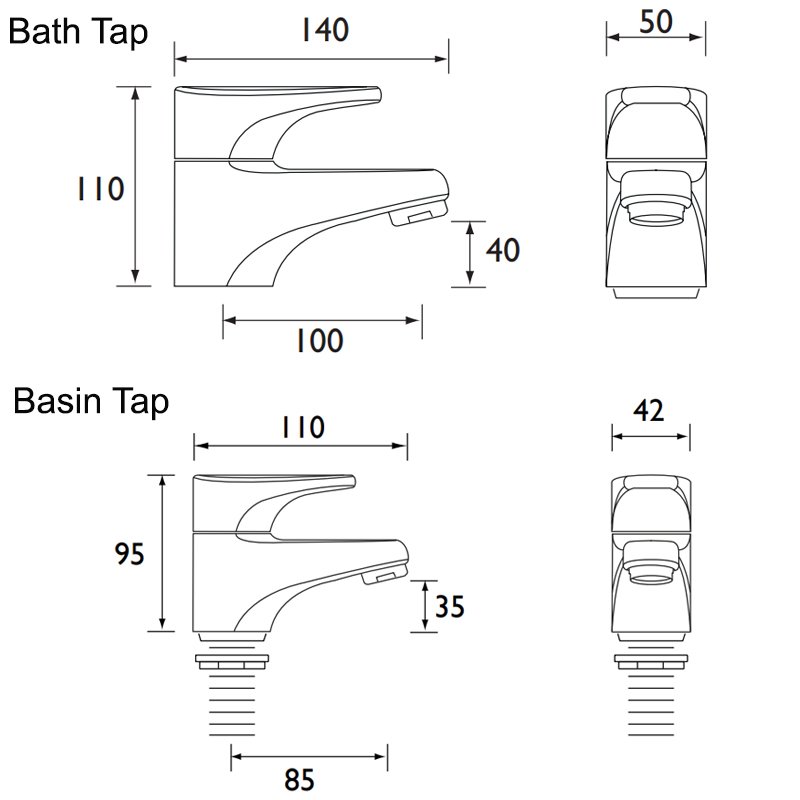 Bristan Jute Basin Taps and Bath Taps - Chrome