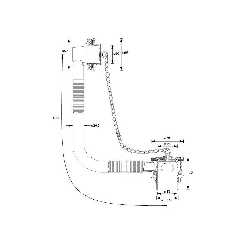 Bristan Luxury Bath Waste with Brass Plug Chrome - Slotted