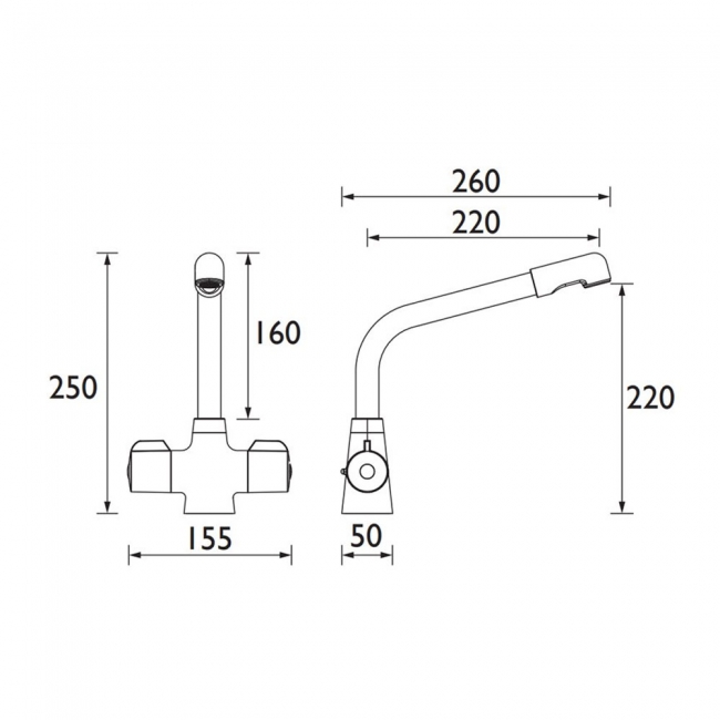 Bristan Manhattan EasyFit Mono Kitchen Sink Mixer Tap Dual Handle - White