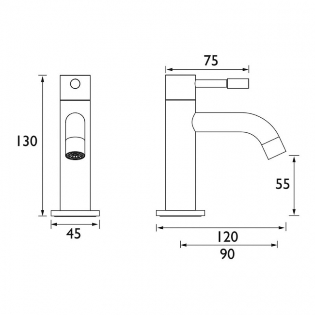 Bristan Mila Basin Taps Pair Pillar Mounted - Black