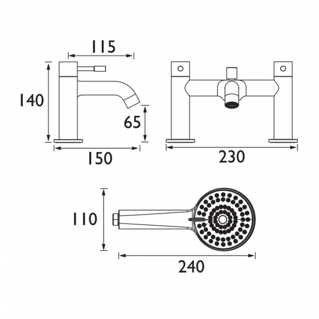 Bristan Mila Bath Shower Mixer Tap Pillar Mounted - Chrome