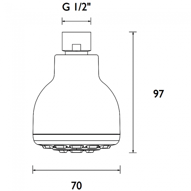 Bristan Mini Single Function Fixed Shower Head 70mm Diameter - Chrome