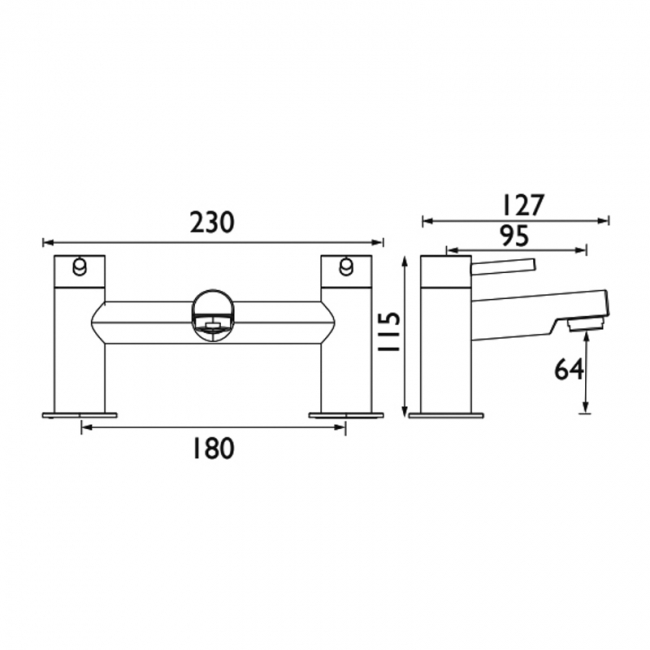 Bristan Mios Bath Filler Tap Pillar Mounted - Chrome