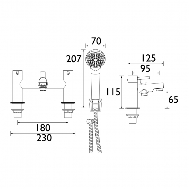 Bristan Mios Bath Shower Mixer Tap Pillar Mounted - Chrome