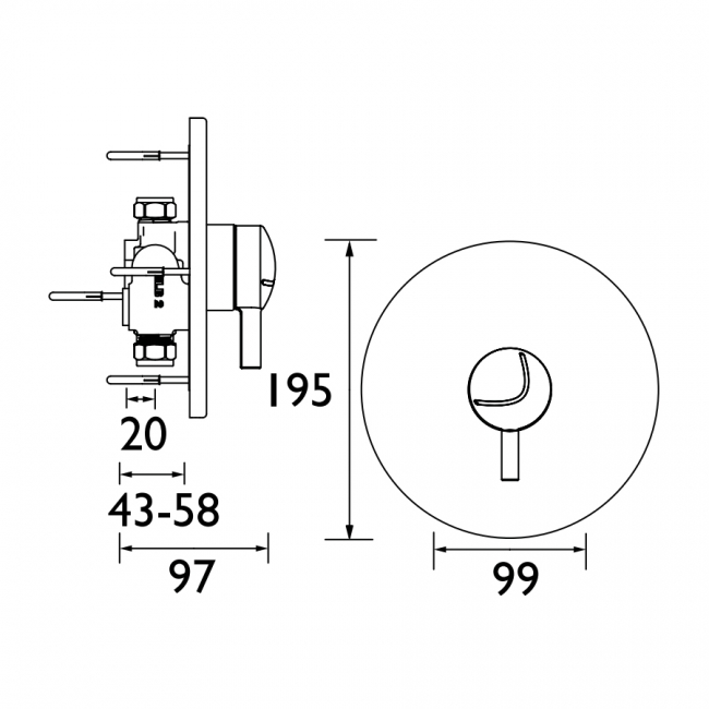 Bristan OPAC Thermostatic Concealed Mini Shower Valve with Lever Handle - Chrome