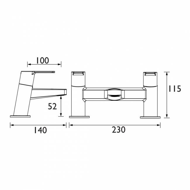 Bristan Pisa Bath Filler Tap Pillar Mounted - Chrome