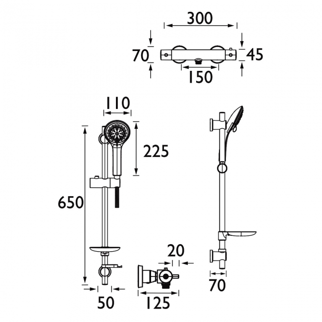 Bristan Prism FastFit Bar Mixer Shower with Shower Kit