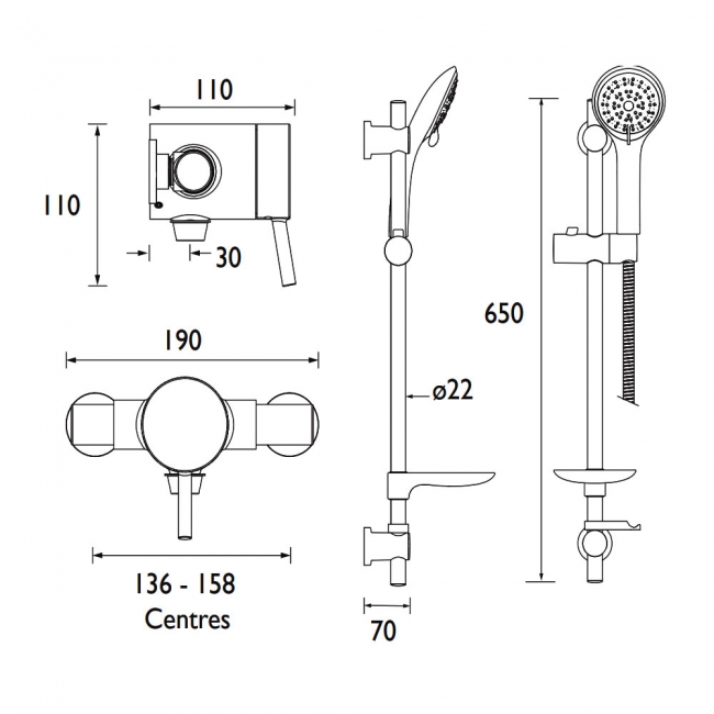 Bristan Prism Sequential Exposed Mixer Shower with Shower Kit