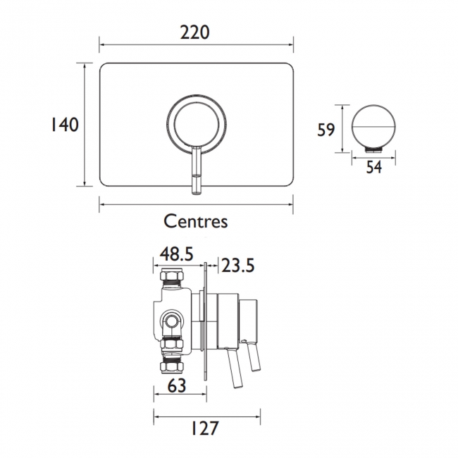 Bristan Prism Concealed Concentric Shower Valve Only - Chrome