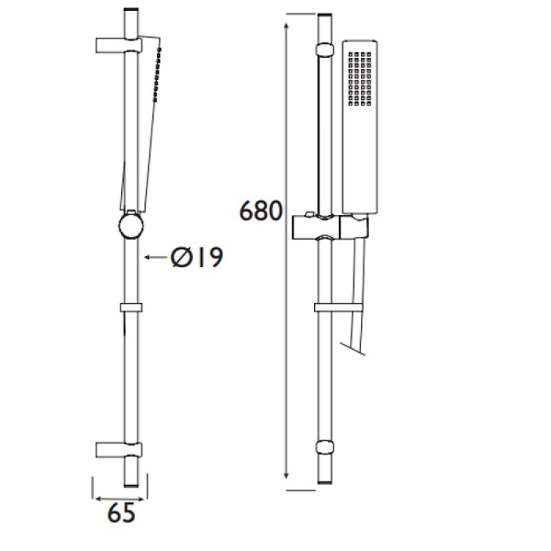 Bristan Qube Shower Kit with Rub Clean Handset - Chrome Plated