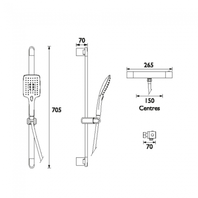 Bristan Qubo Thermostatic Bar Mixer Shower with Shower Kit - Chrome