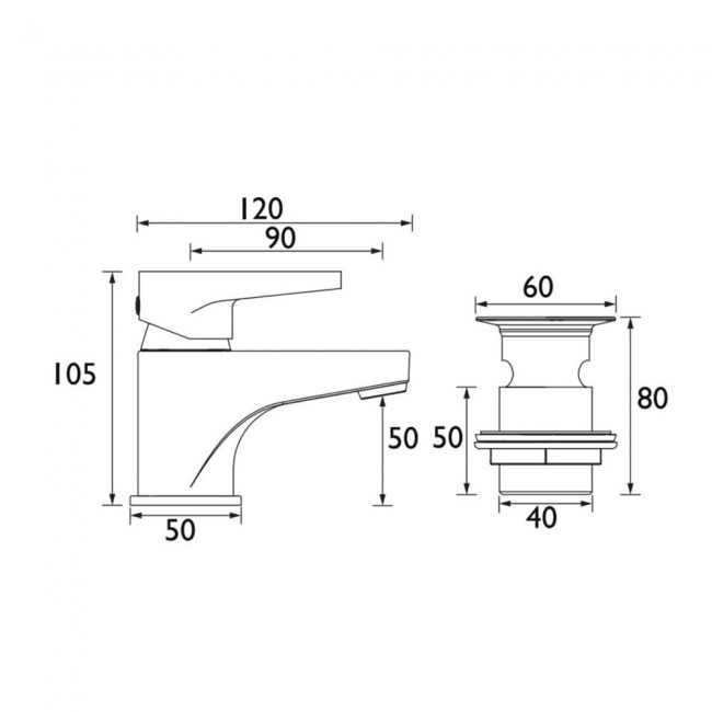 Bristan Quest Basin Mixer Tap with Clicker Waste - Chrome